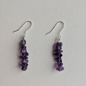 Argentium Silver amethyst crystal earrings with silver hooks